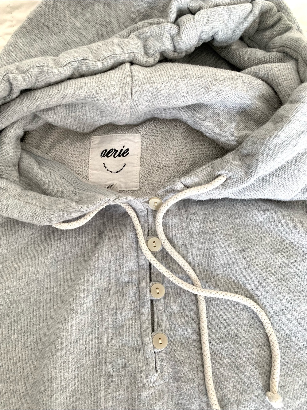 aerie Men's Light Gray Zip-Henley Hoodie